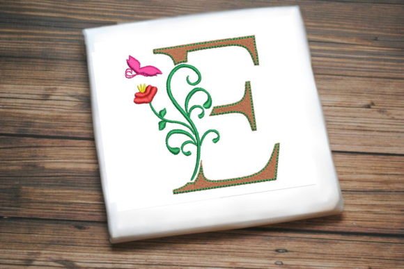 Charming Floral Letter E with Butterfly