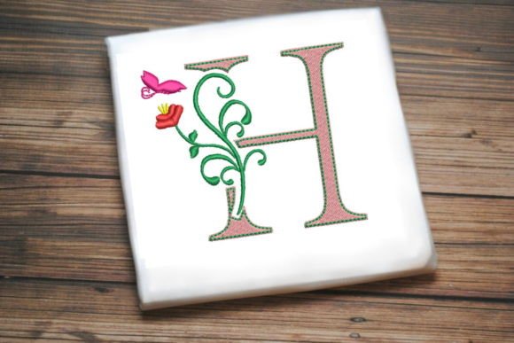 Charming Floral Letter H with Butterfly