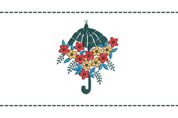 Creative Floral Umbrella: A Charming Embroidery Design