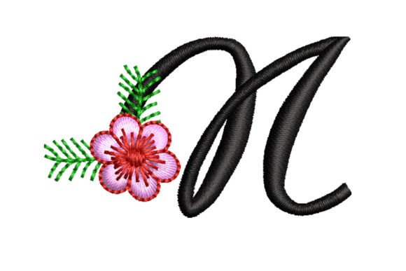 Elegant Floral Letter N for Business Embroidery