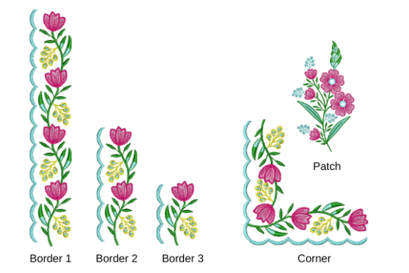 Fantastic Floral Border Set with Patch