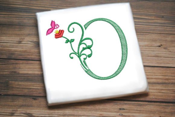 Floral Letter O with Butterfly: A Charming Embroidery Design