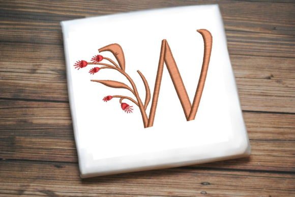 Floral Monogram Letter W: A Charming Embroidery Design