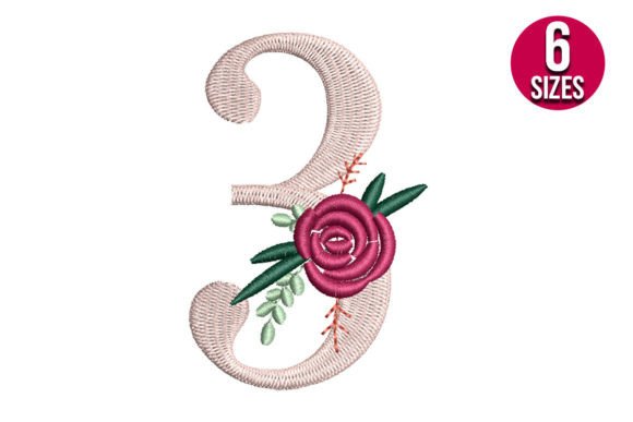 Floral Number 3: A Charming Embroidery Design