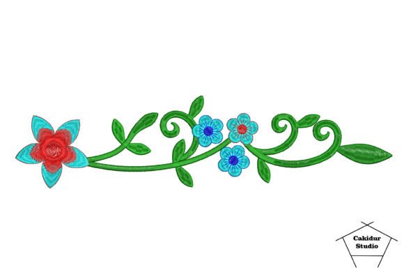 Four Blooming Flowers: A Fresh and Elegant Embroidery Design