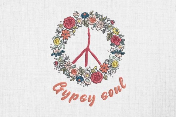 Gypsy Soul Floral Peace Sign Embroidery